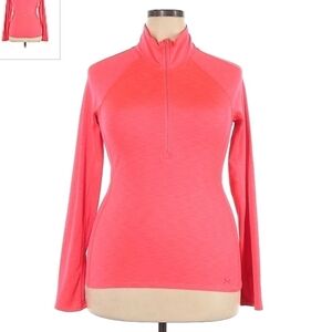 Under Armour 3/4 Zip Track Jacket Pink Women's XL Plus Size Mock Neck Fitted EUC